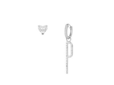 Suplight Orecchini Donna Argento 925 Con Iniziale A-Z A Forma Di Cuore E Zirconi, Regalo In Scatolina, Larghezza 10,6 Mm