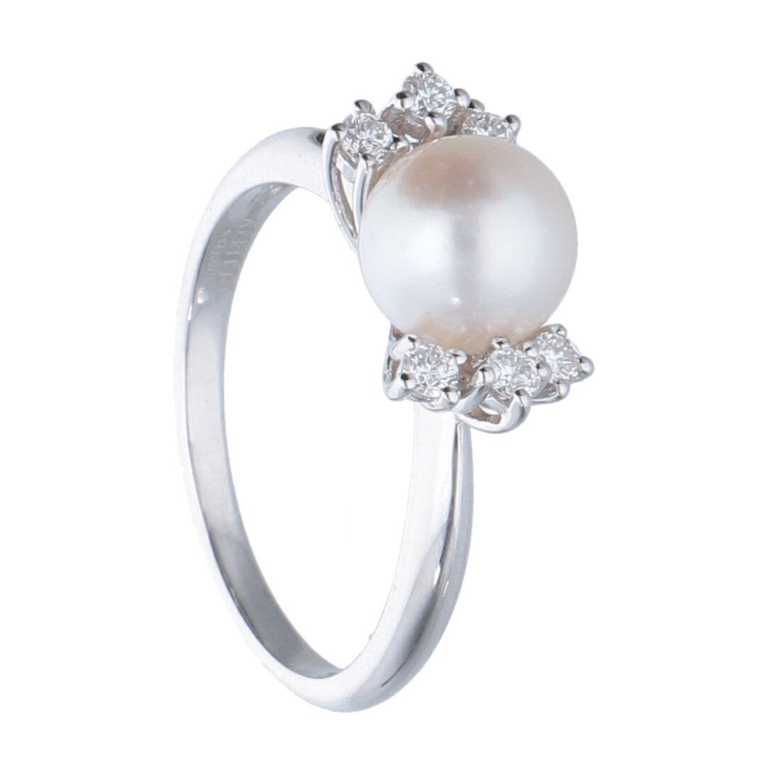 ALFIERI & ST. JOHN Anello con diamanti e perla