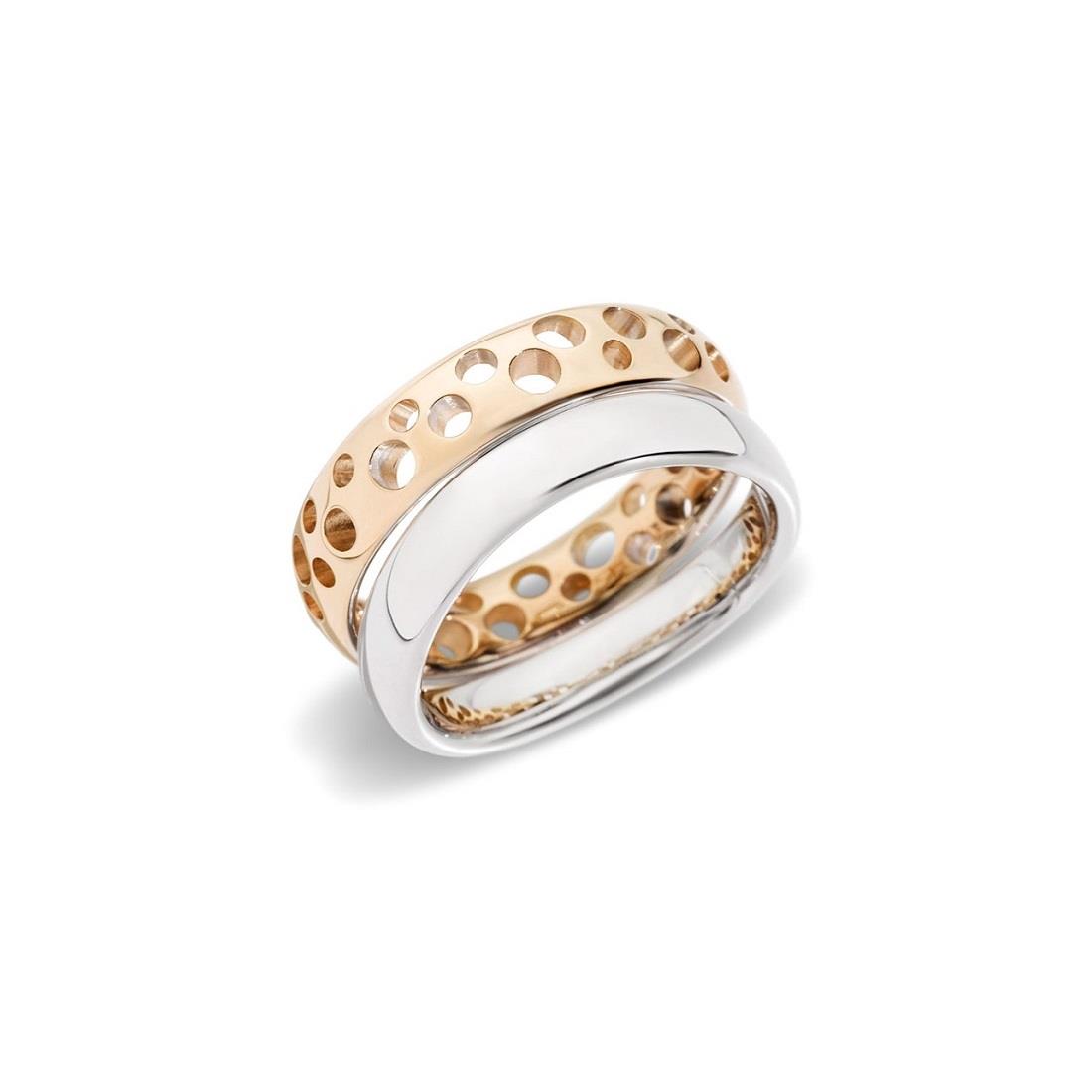 POMELLATO Anello fedina in oro bianco e oro rosa