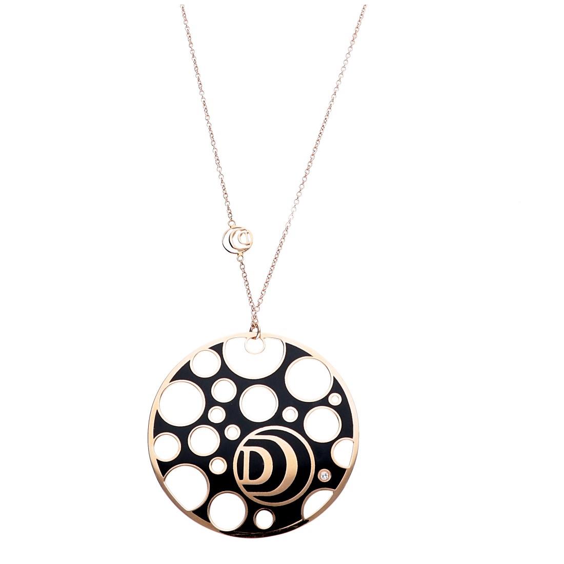 DAMIANI Collana in oro rosa con diamante e ceramica bianca