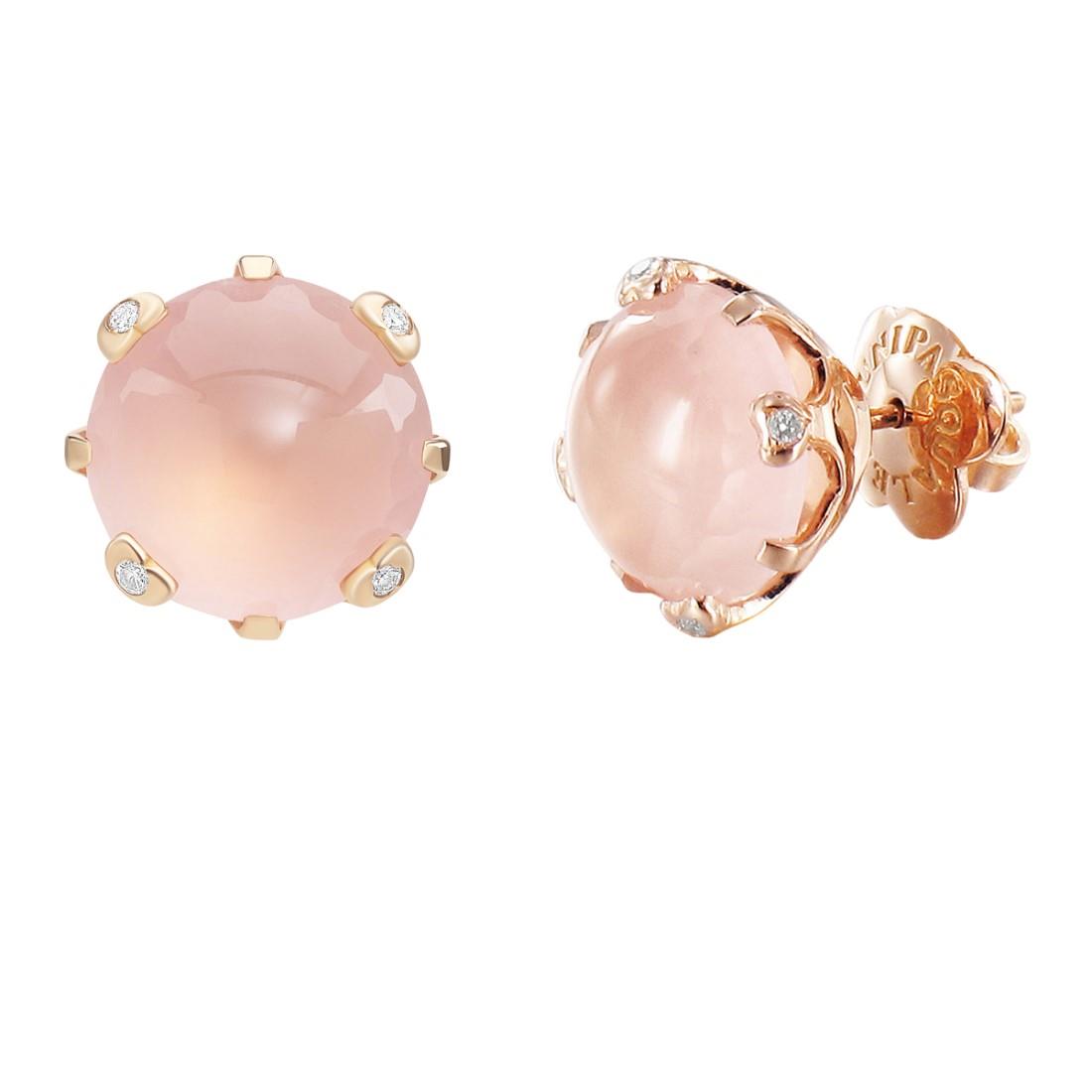PASQUALE BRUNI Orecchini con diamanti e quarzo rosa