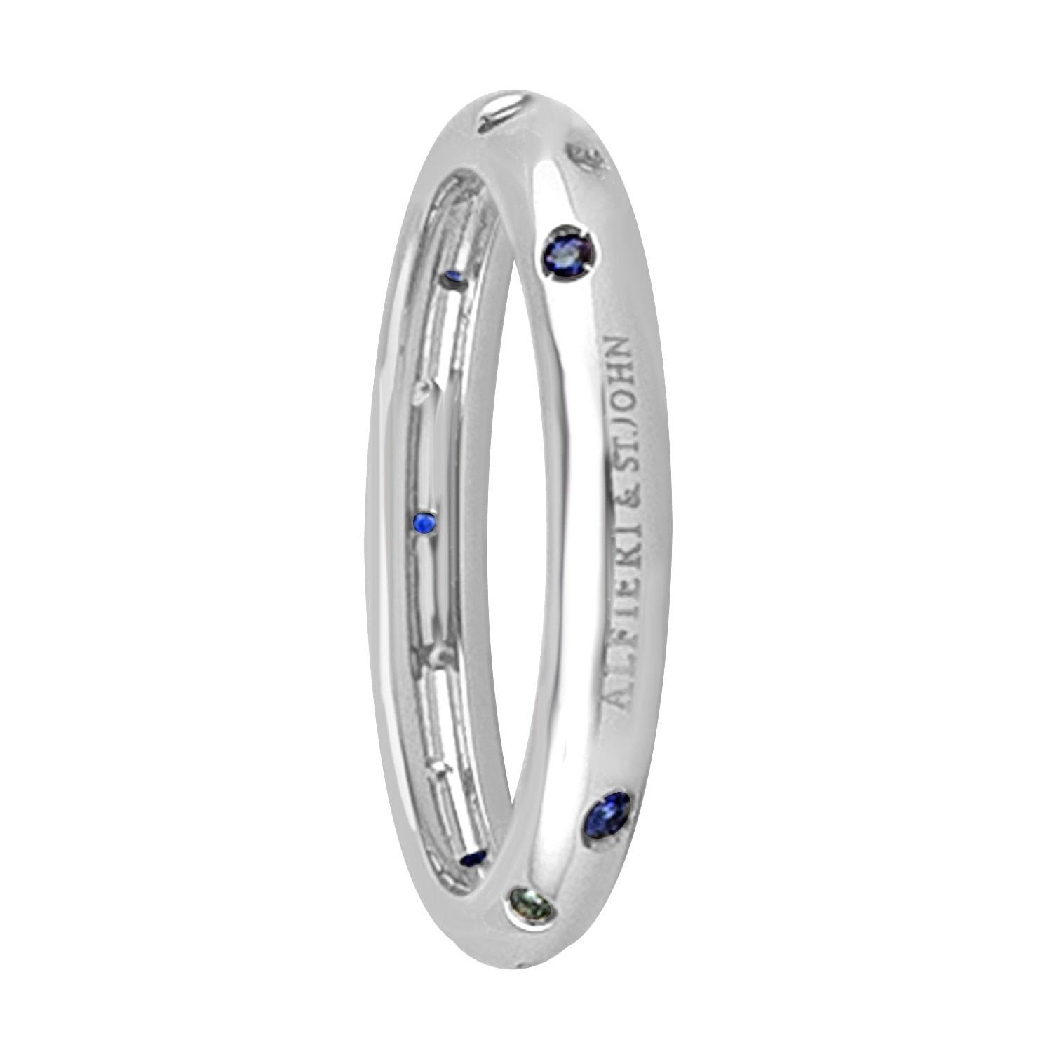 ALFIERI & ST. JOHN Anello in oro bianco con zaffiro e topazio blu