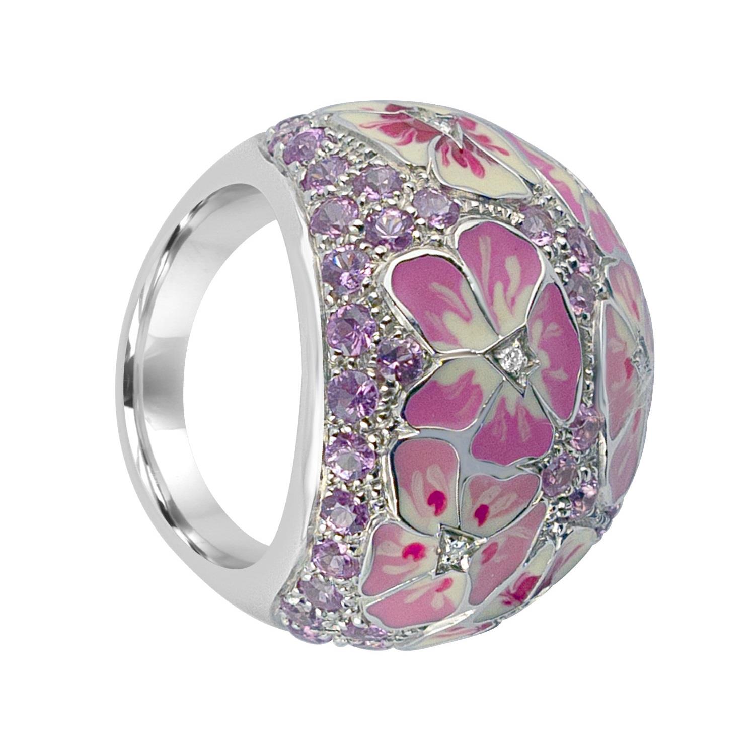 ALFIERI & ST. JOHN Anello in oro bianco con zaffiri rosa