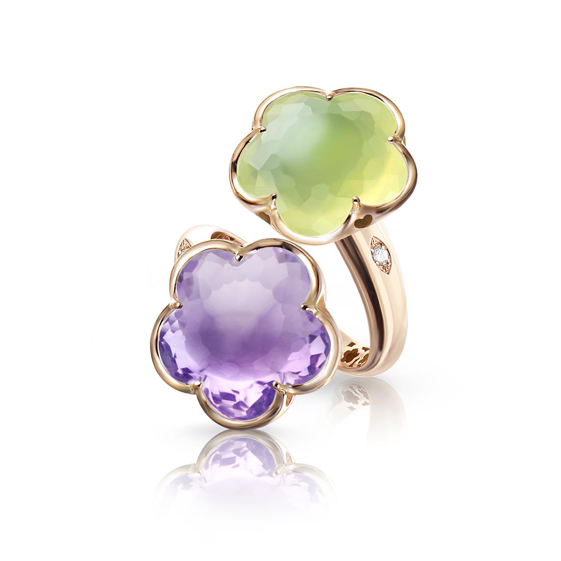 PASQUALE BRUNI Anello con ametista e quarzo lemon milky ct 10,6