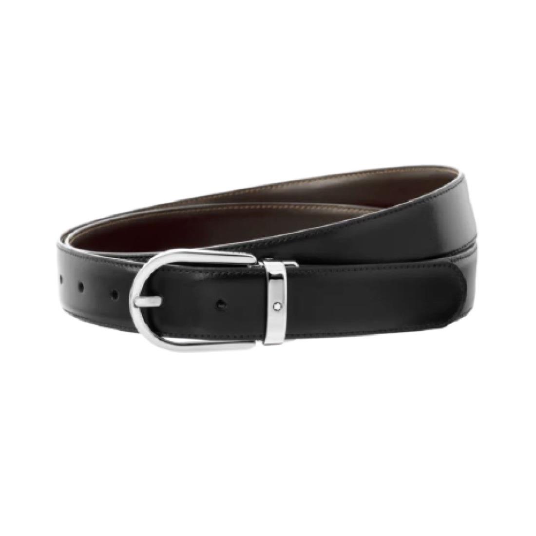 MONTBLANC Cintura reversibile in pelle nera/marrone